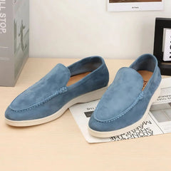 Stefano Suede Loafers, Old Money Style, Blue