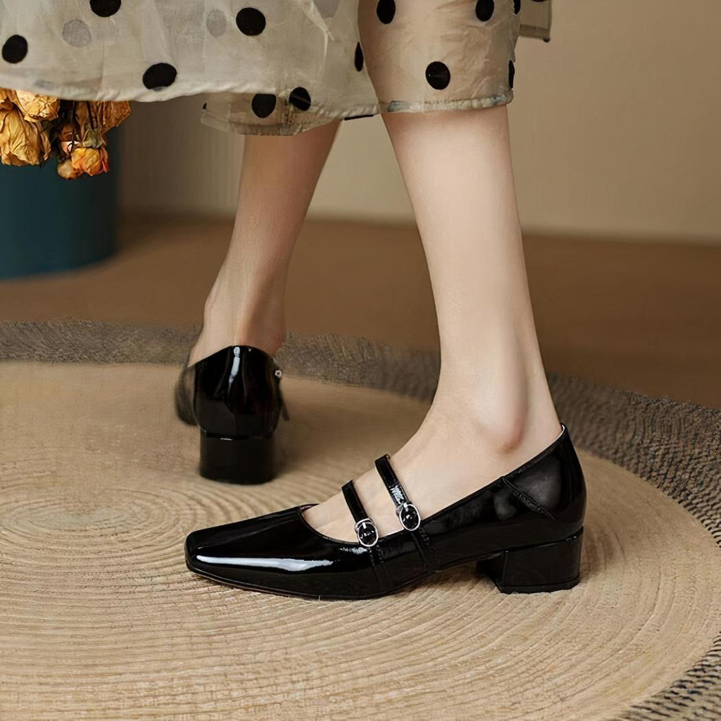 Square-heeled ballerina loafers