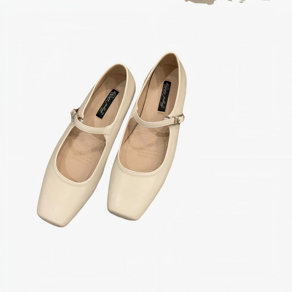 Women's square-toe Mary Jane loafers in faux leather