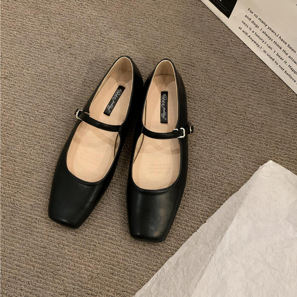 Women's square-toe Mary Jane loafers in faux leather