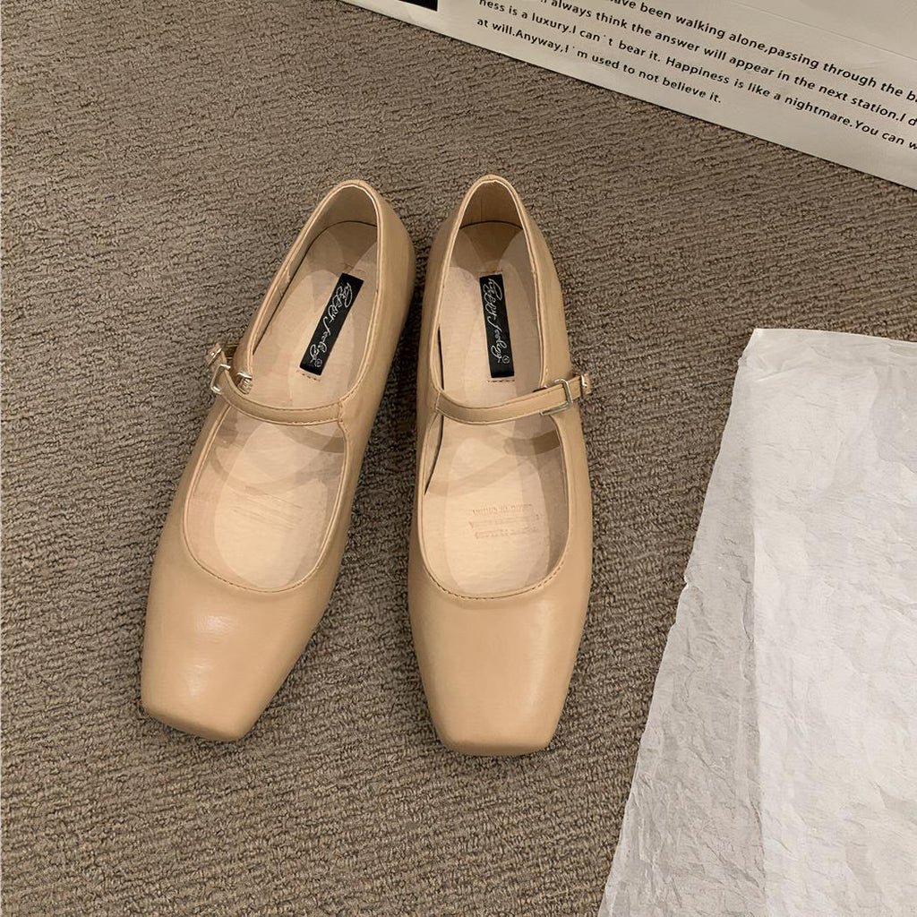 Women's square-toe Mary Jane loafers in faux leather