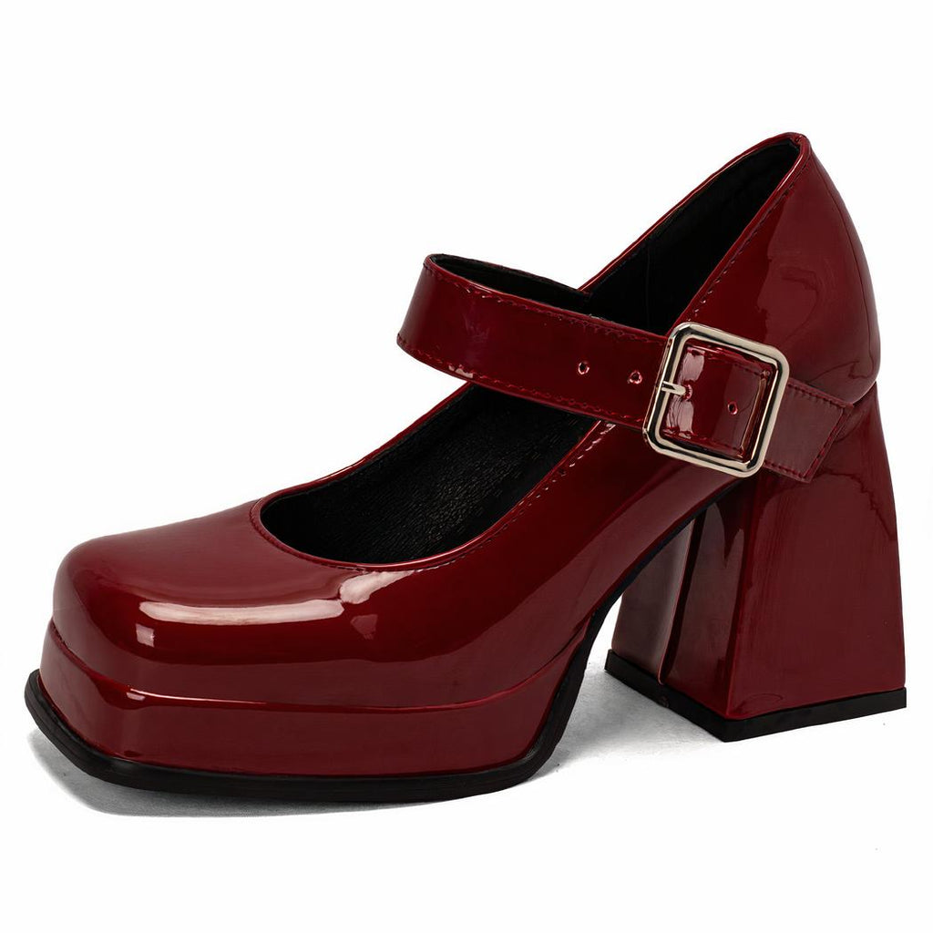 Square-heeled patent Chunky loafers