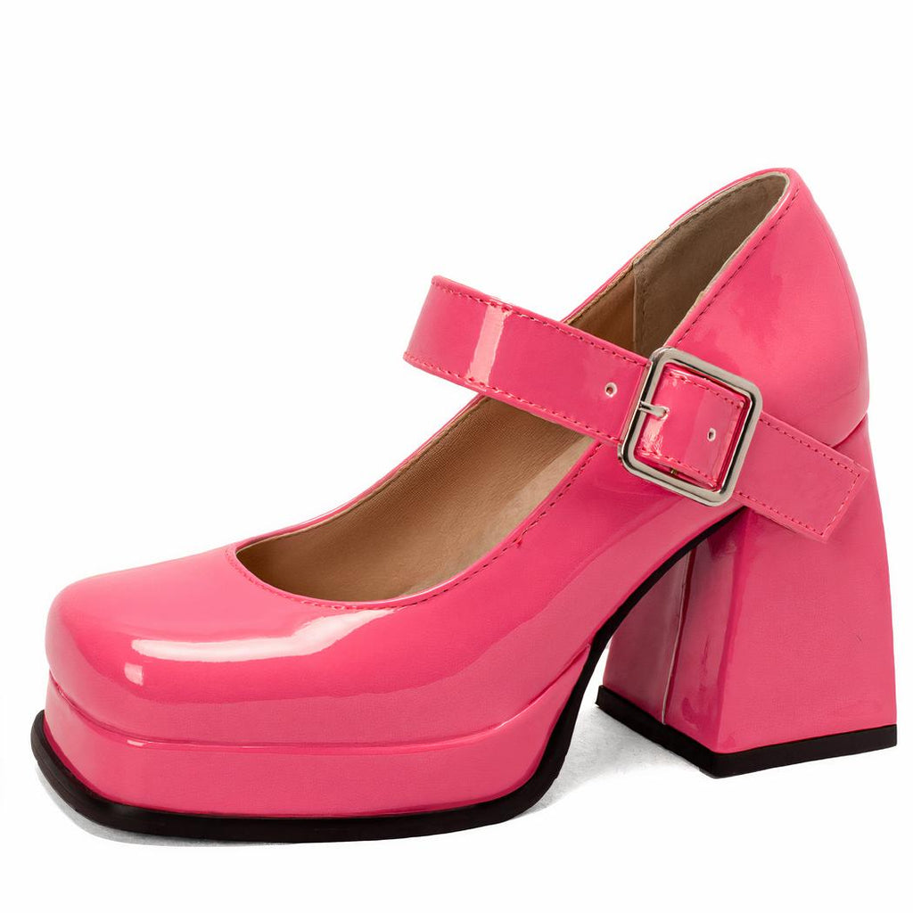 Square-heeled patent Chunky loafers