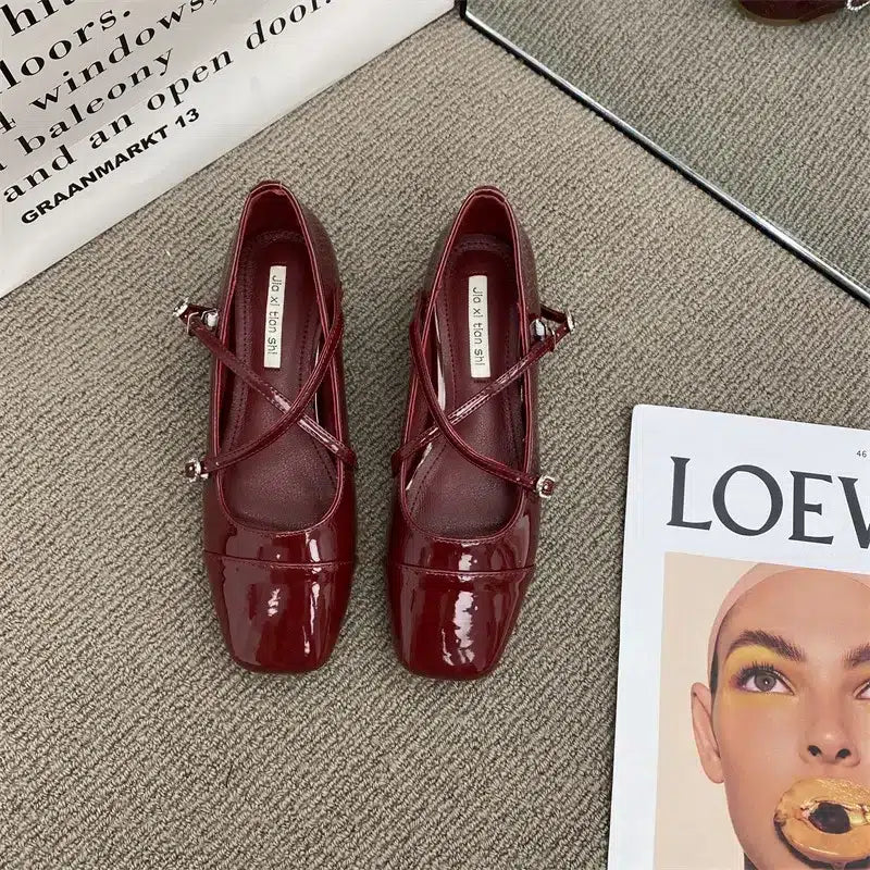 Comfortable Mary Jane retro ballet flats for women