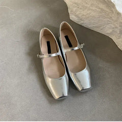 Trendy strappy Mary Jane ballerinas, Silver