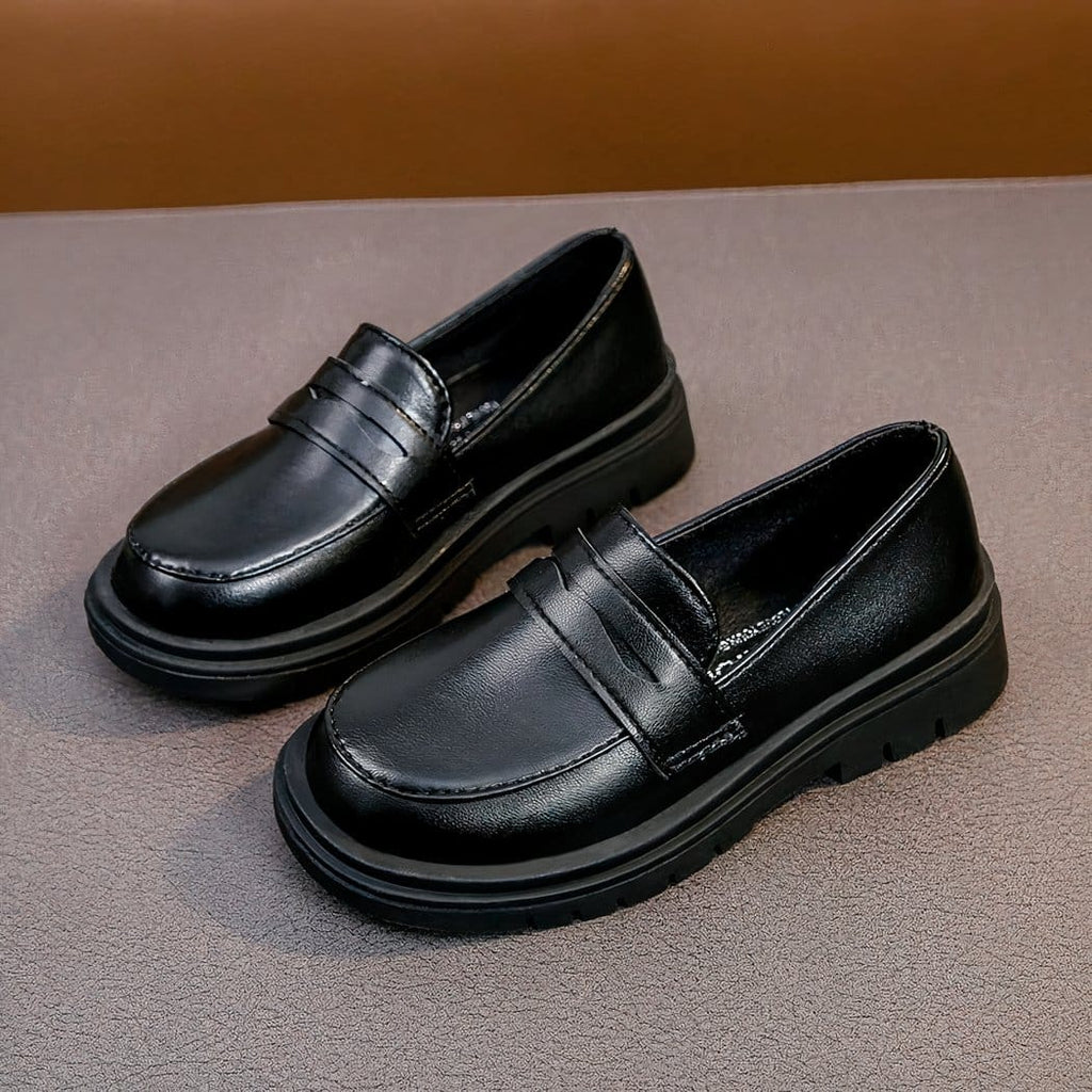 British-style leather loafers for boys