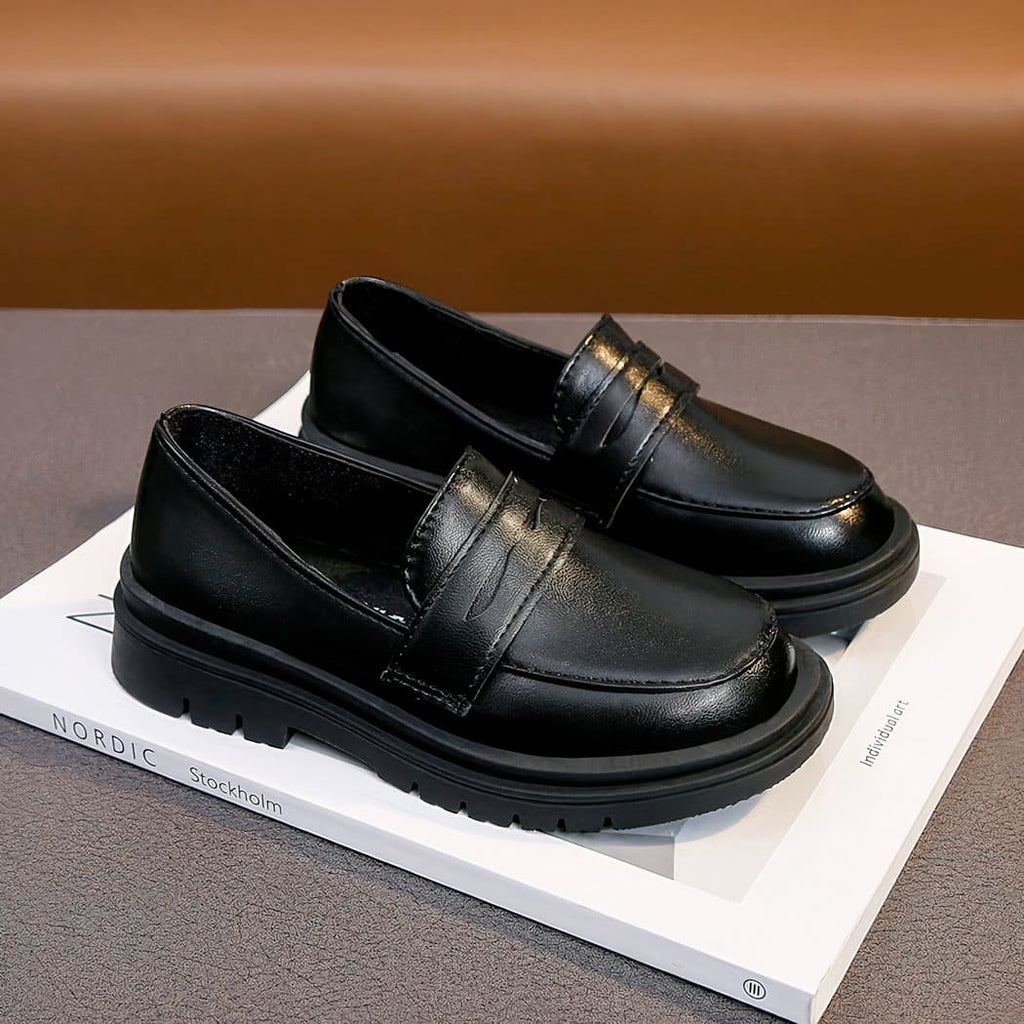 British-style leather loafers for boys