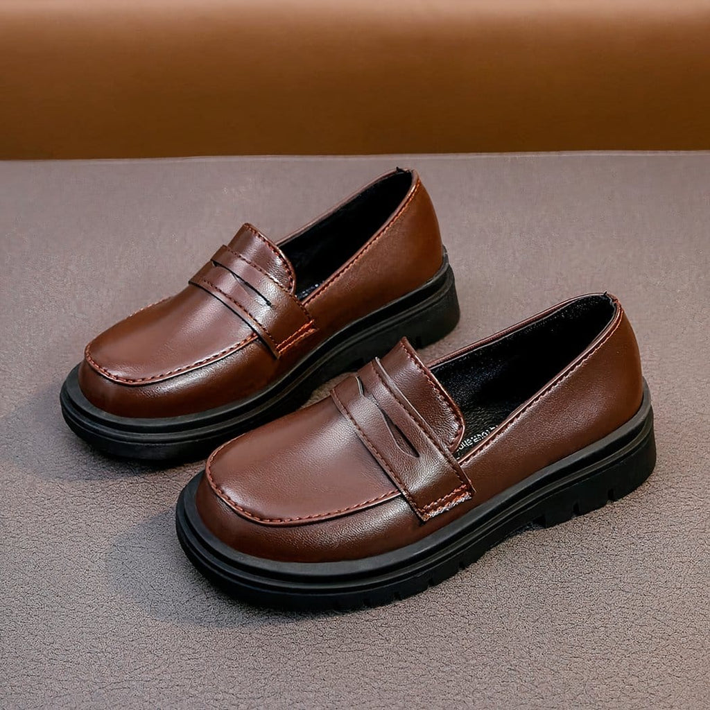 British-style leather loafers for boys