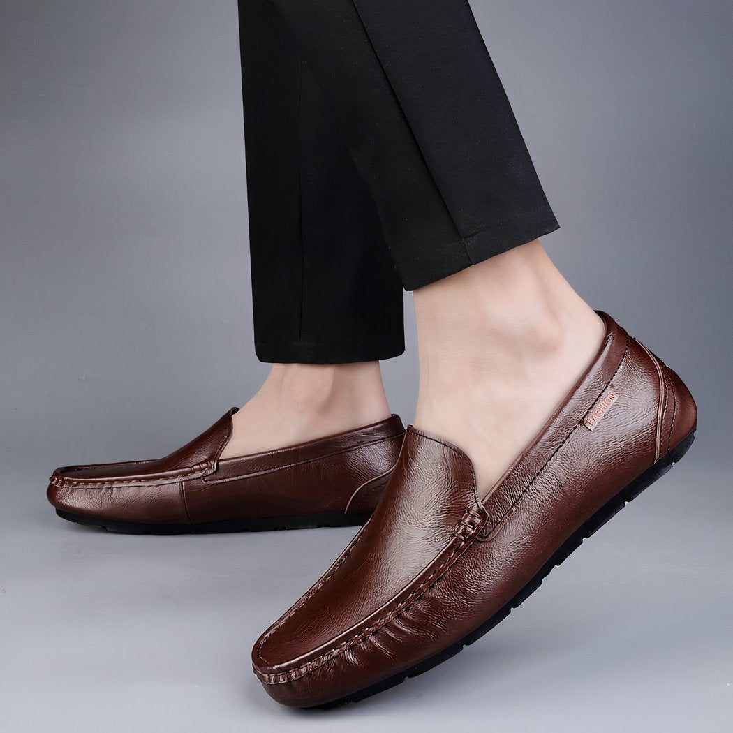 Breathable synthetic leather loafers for men