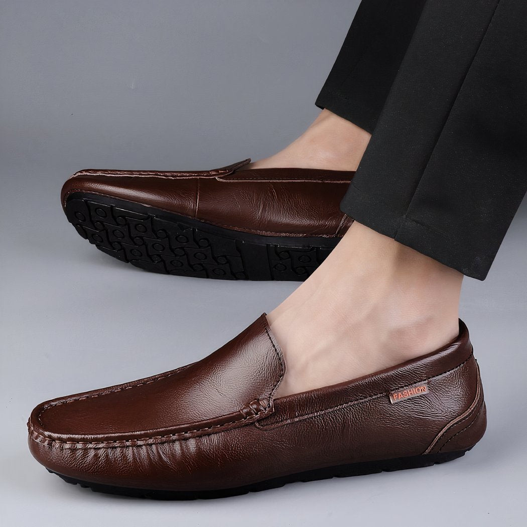 Breathable synthetic leather loafers for men