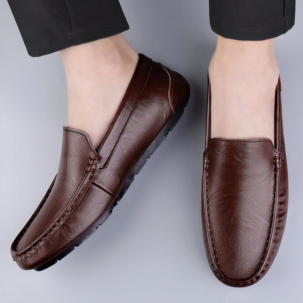 Breathable synthetic leather loafers for men