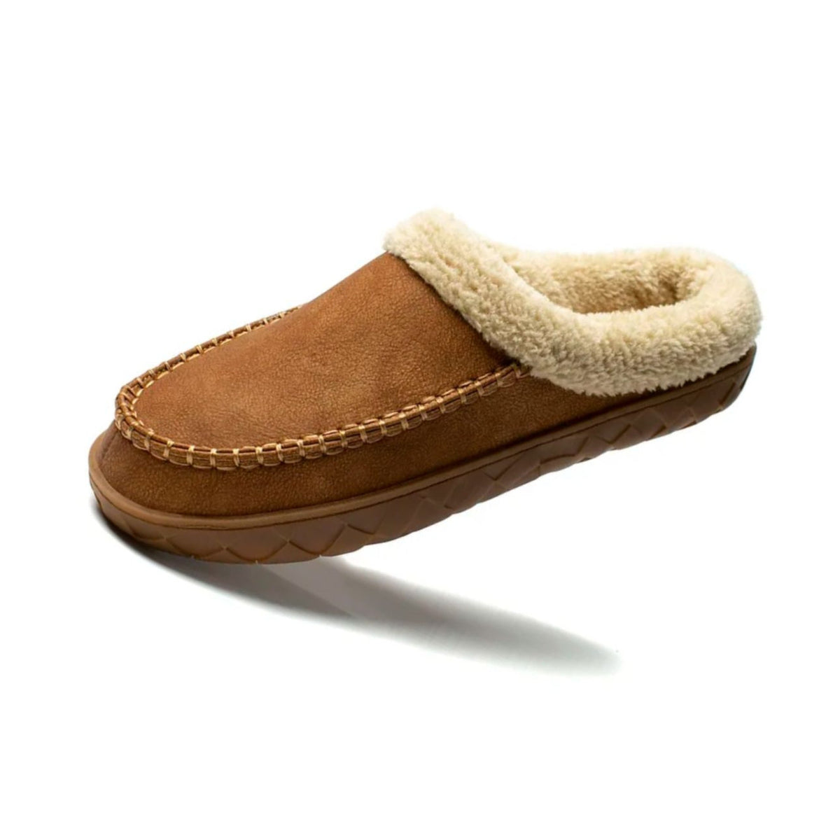 Non-slip rubber sole of the moccasin slipper