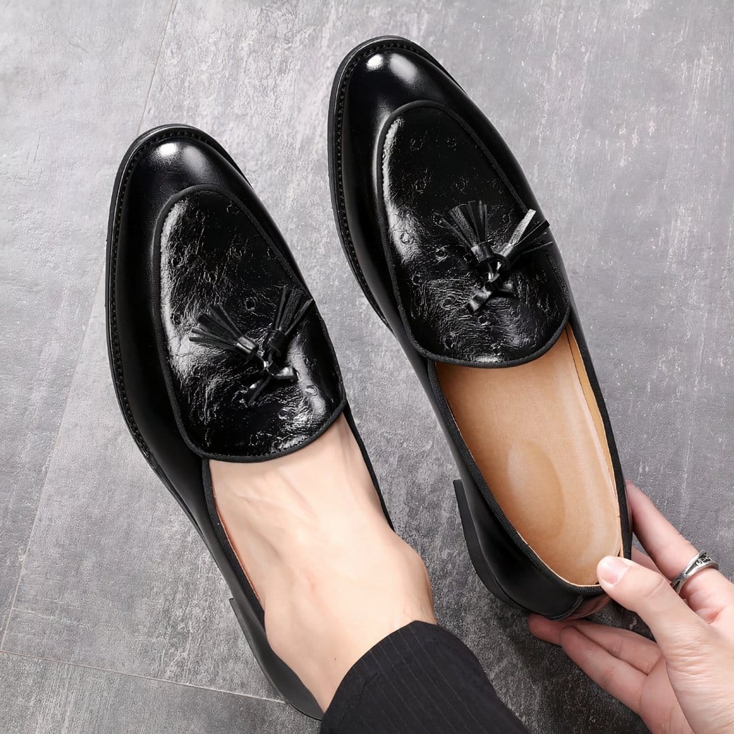 Chic faux leather tassel loafers for men