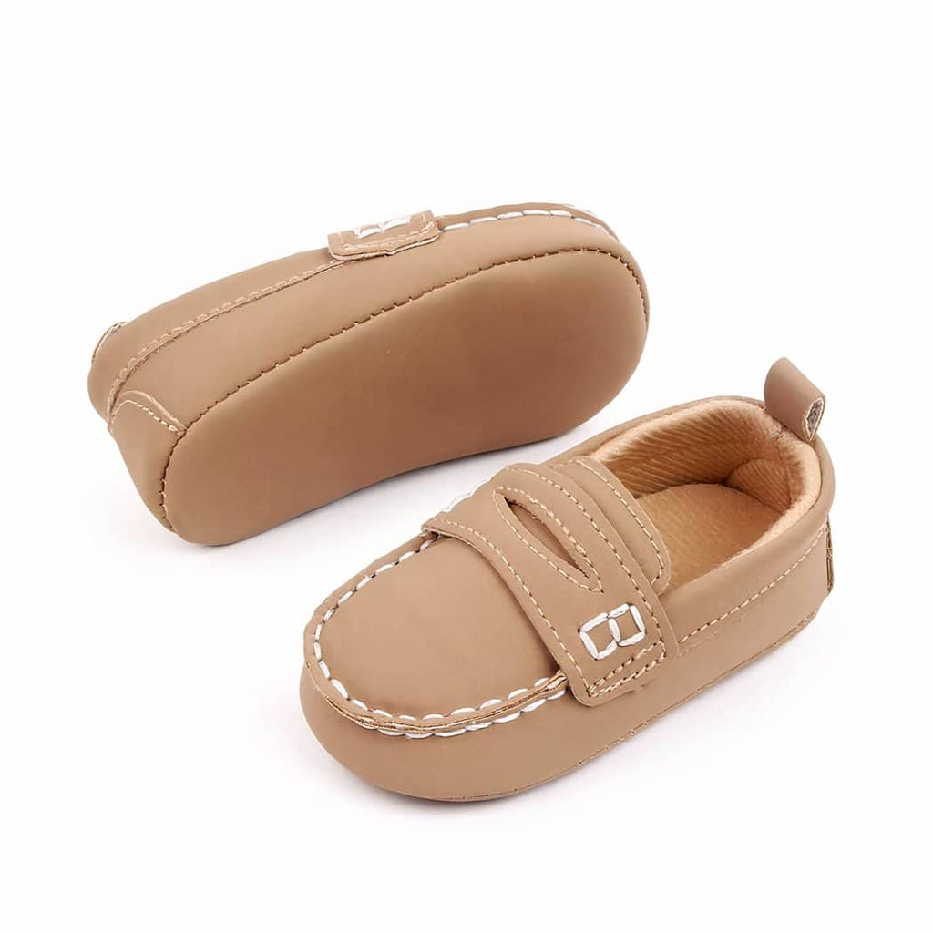 brown leather baby moccasin