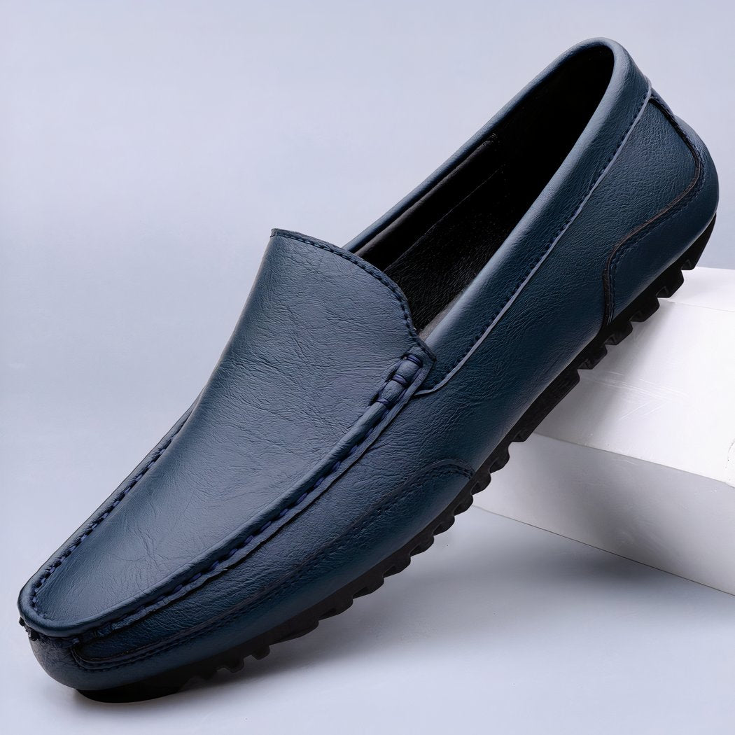 men's blue leather loafer