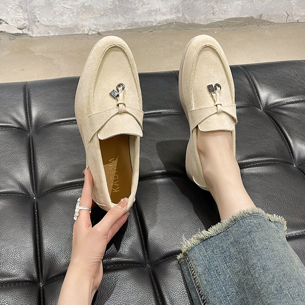 Classic synthetic suede loafers for women