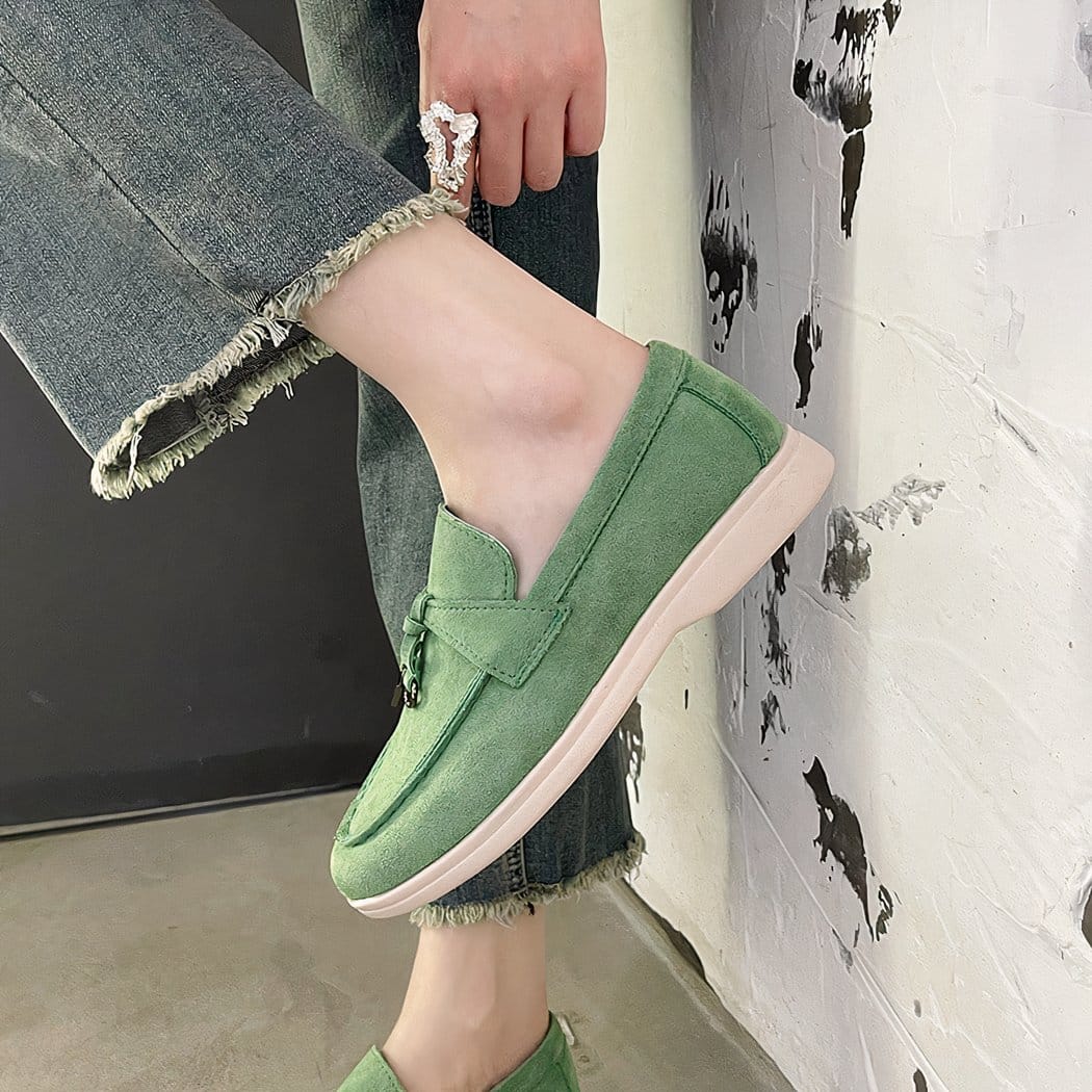 Classic synthetic suede loafers for women