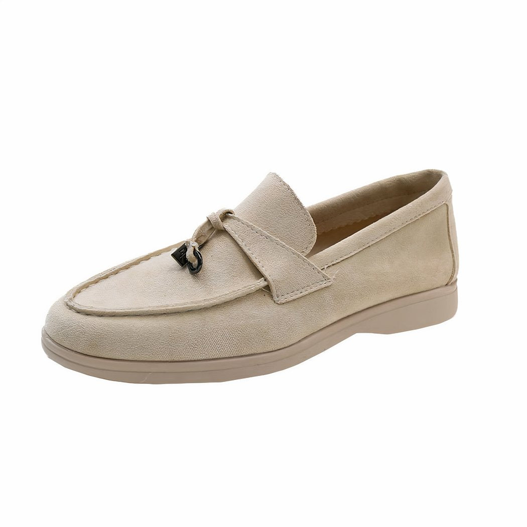 Classic synthetic suede loafers for women