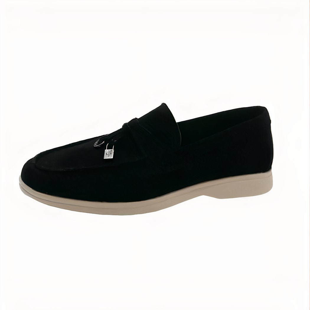 Classic synthetic suede loafers for women