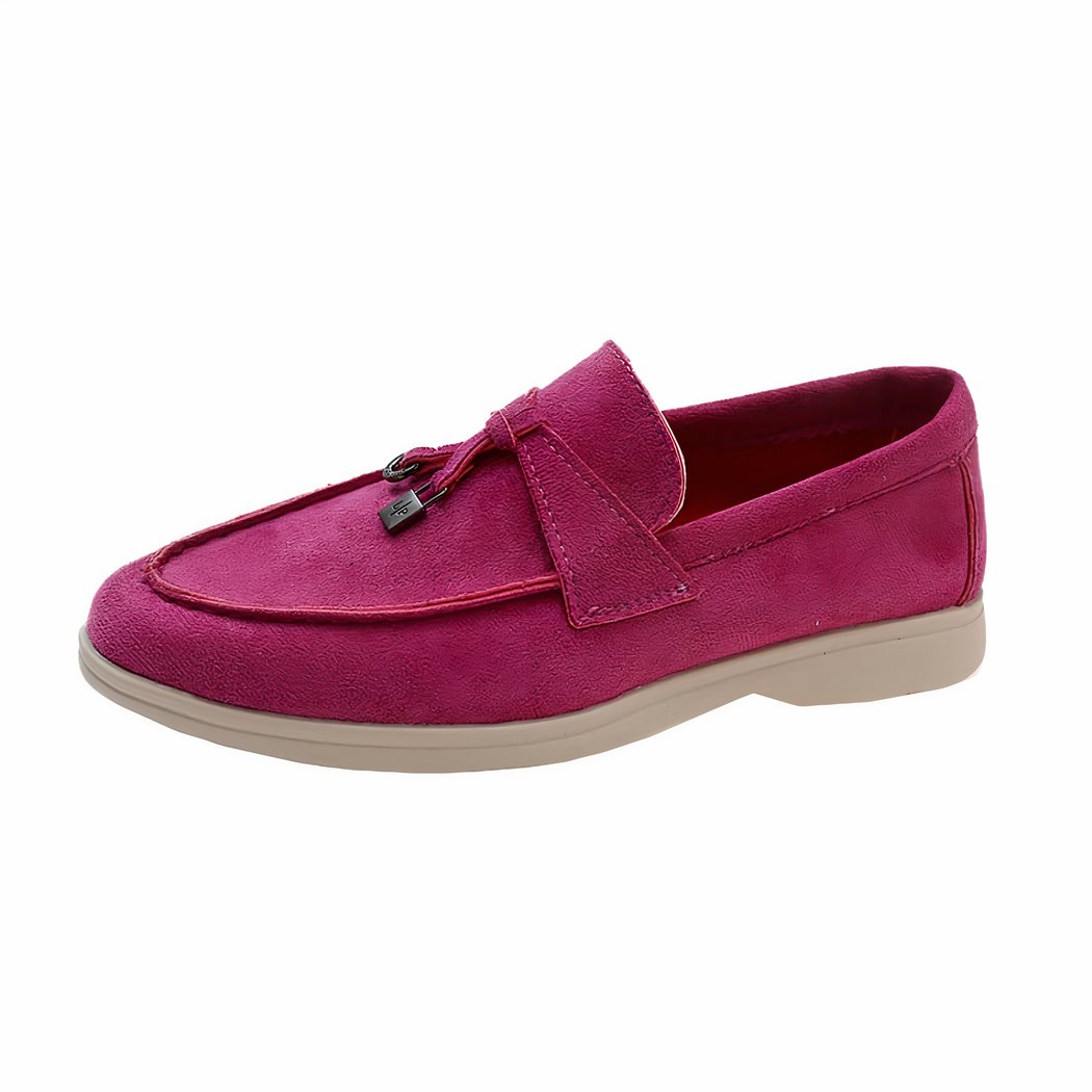 Classic synthetic suede loafers for women