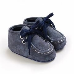 Crackle-effect lace-up moccasins for baby boys, Blue