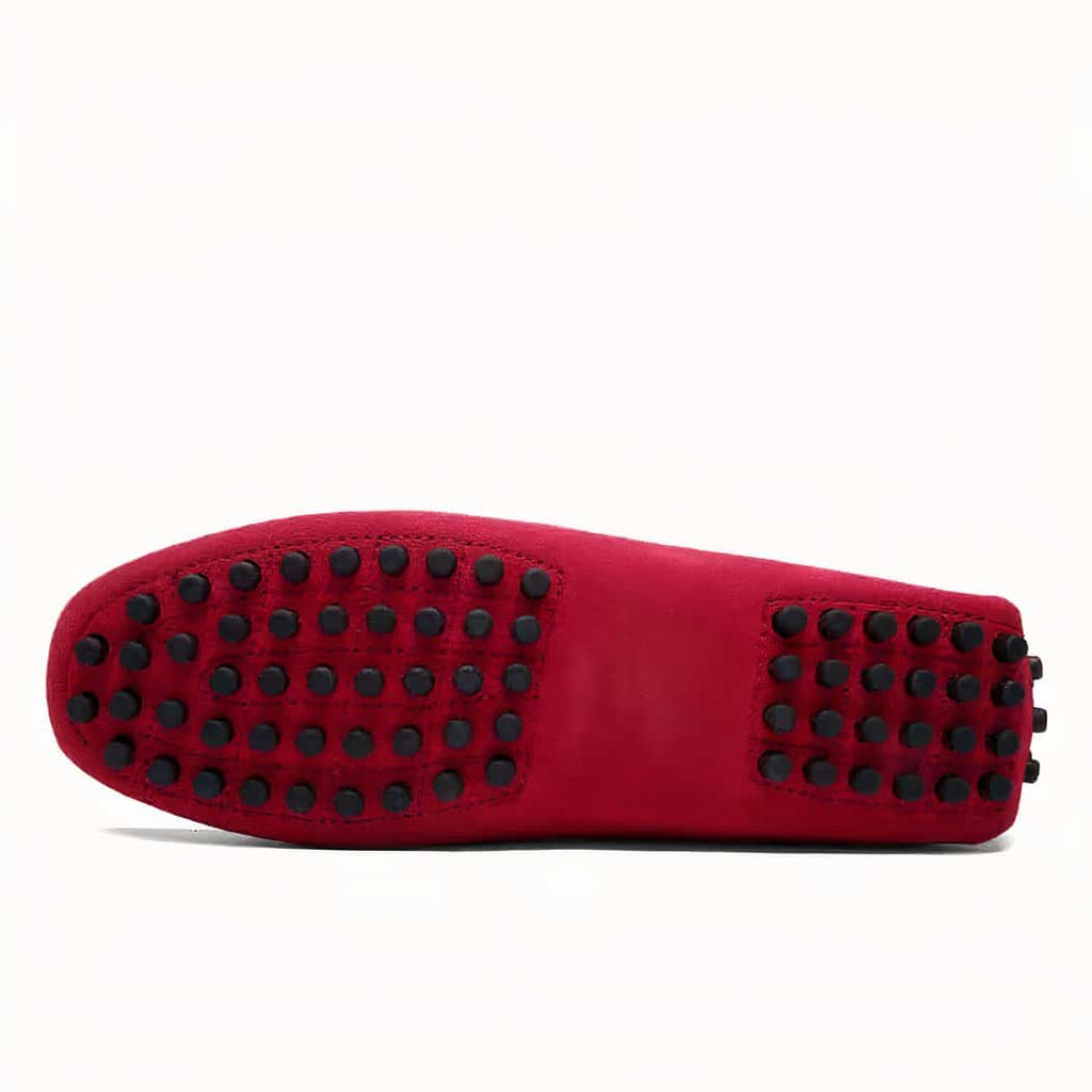 Designer red suede loafers for men