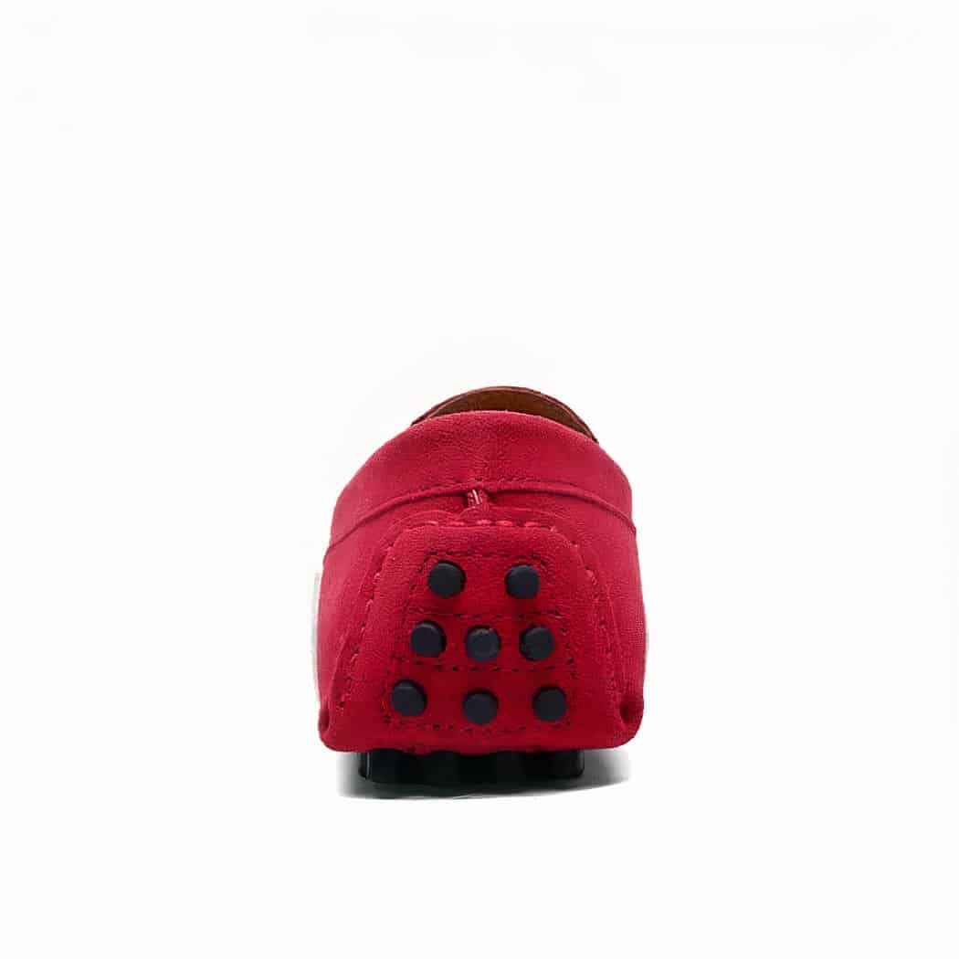 Designer red suede loafers for men