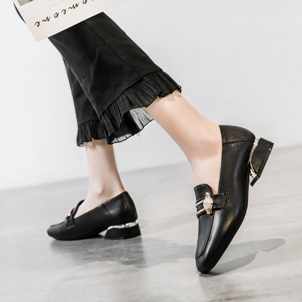black loafer with heel
