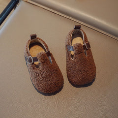 Faux fur loafers for kids, Brown