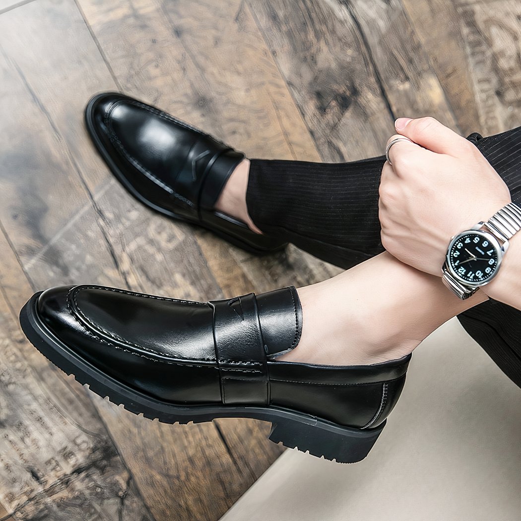Formal leather-effect loafers for men