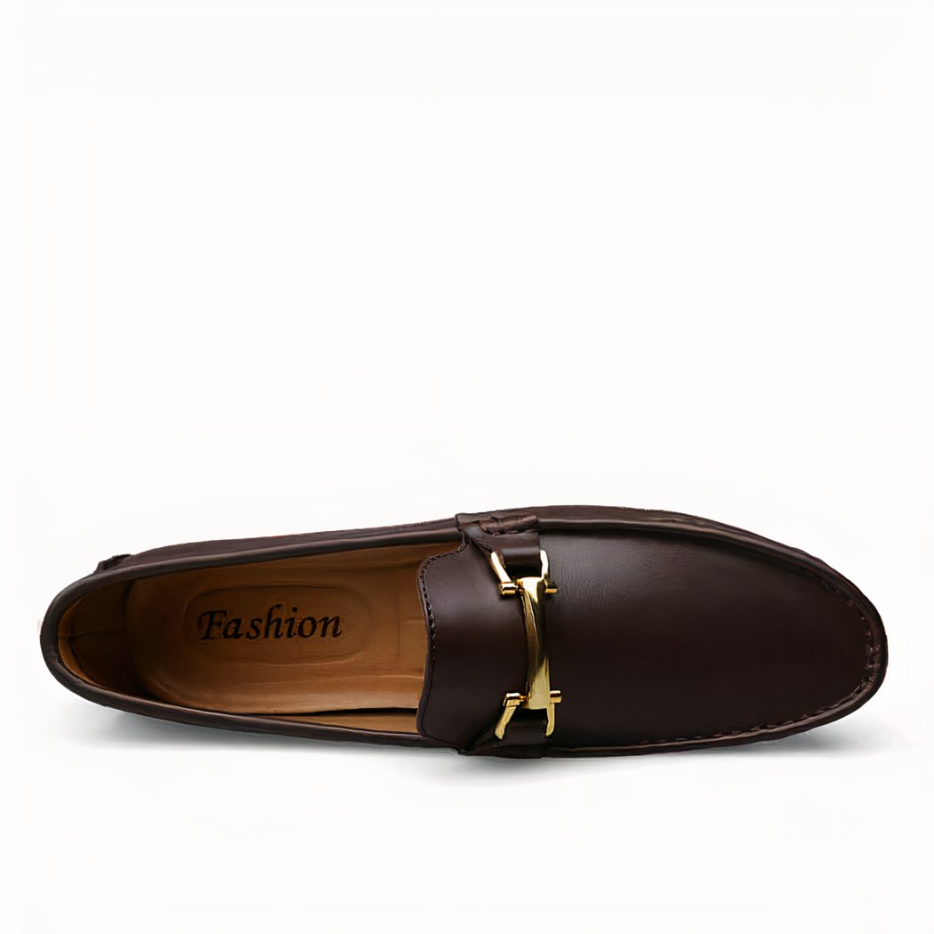 brown men's leather loafer