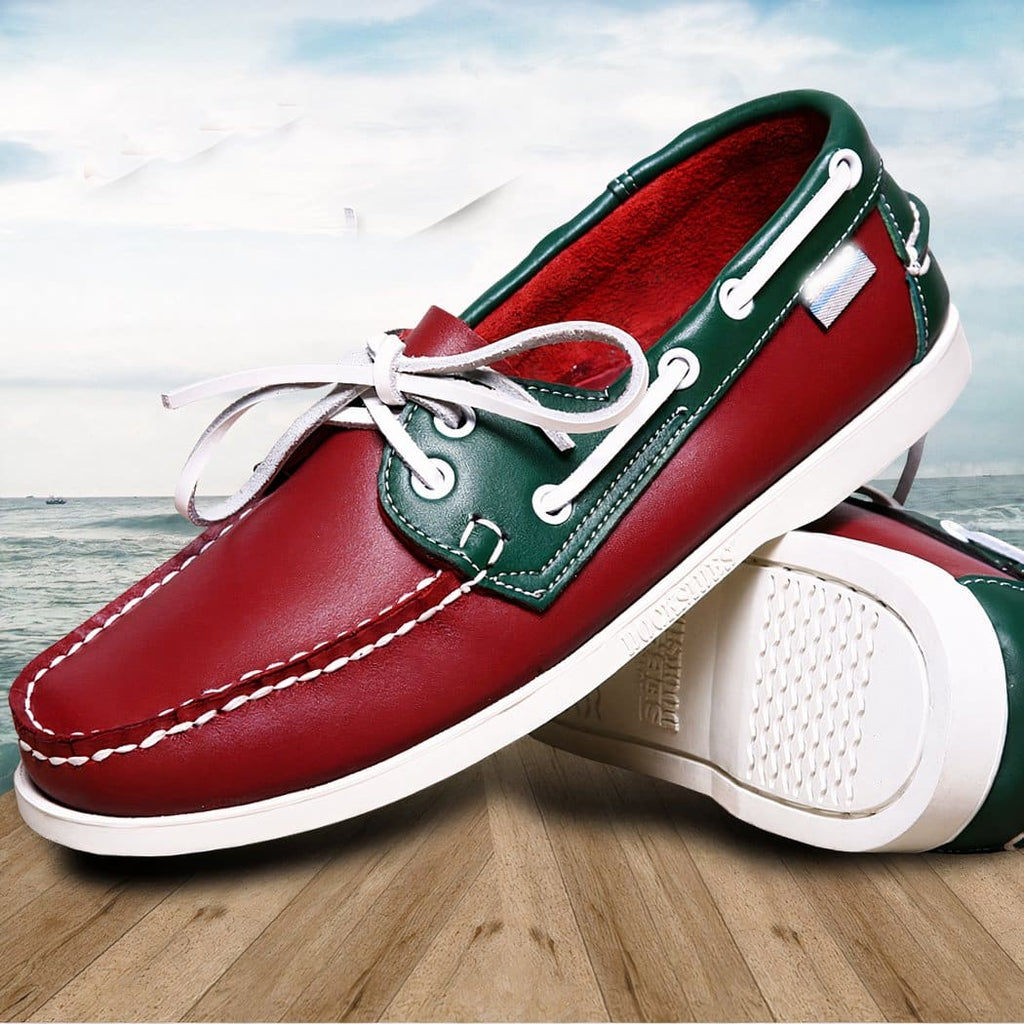 Genuine leather boat loafers, large sizes for men