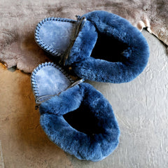 Indian winter moccasins in lined suede, Blue