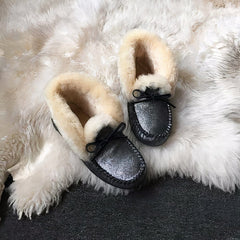 Indian winter moccasins in lined suede, Dark grey