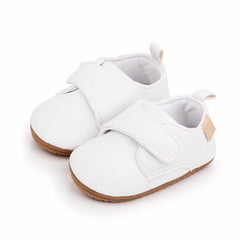 Leather-effect moccasins with scratch and non-slip sole for baby boys, White