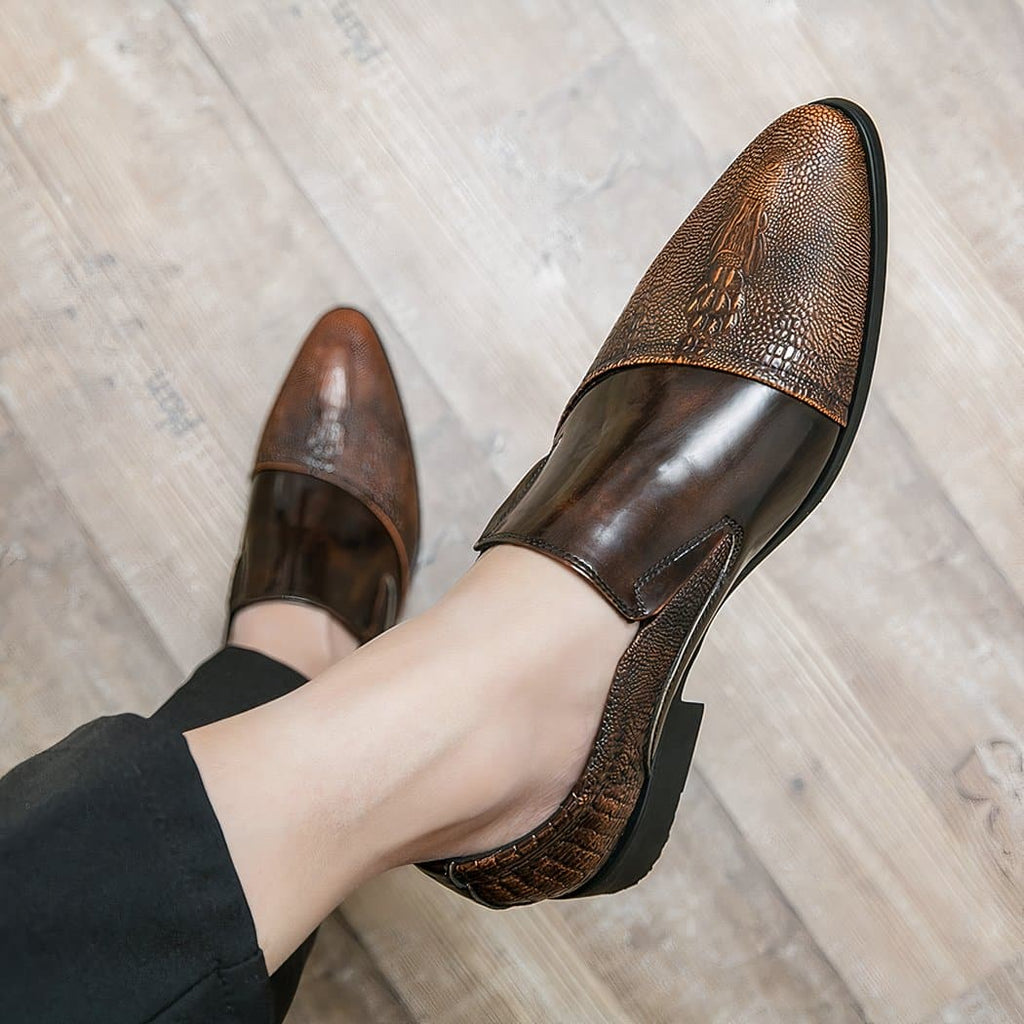 Luxury patent crocodile loafers for men