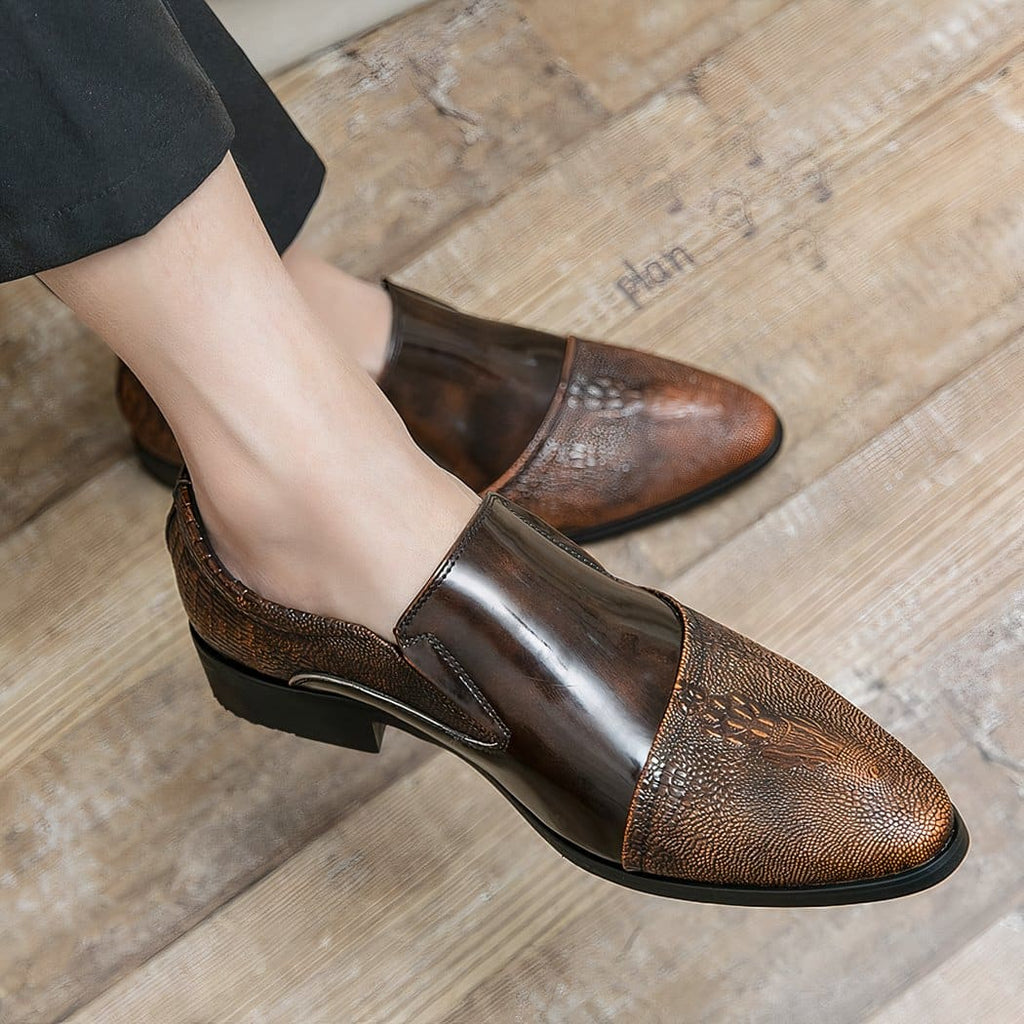 Luxury patent crocodile loafers for men