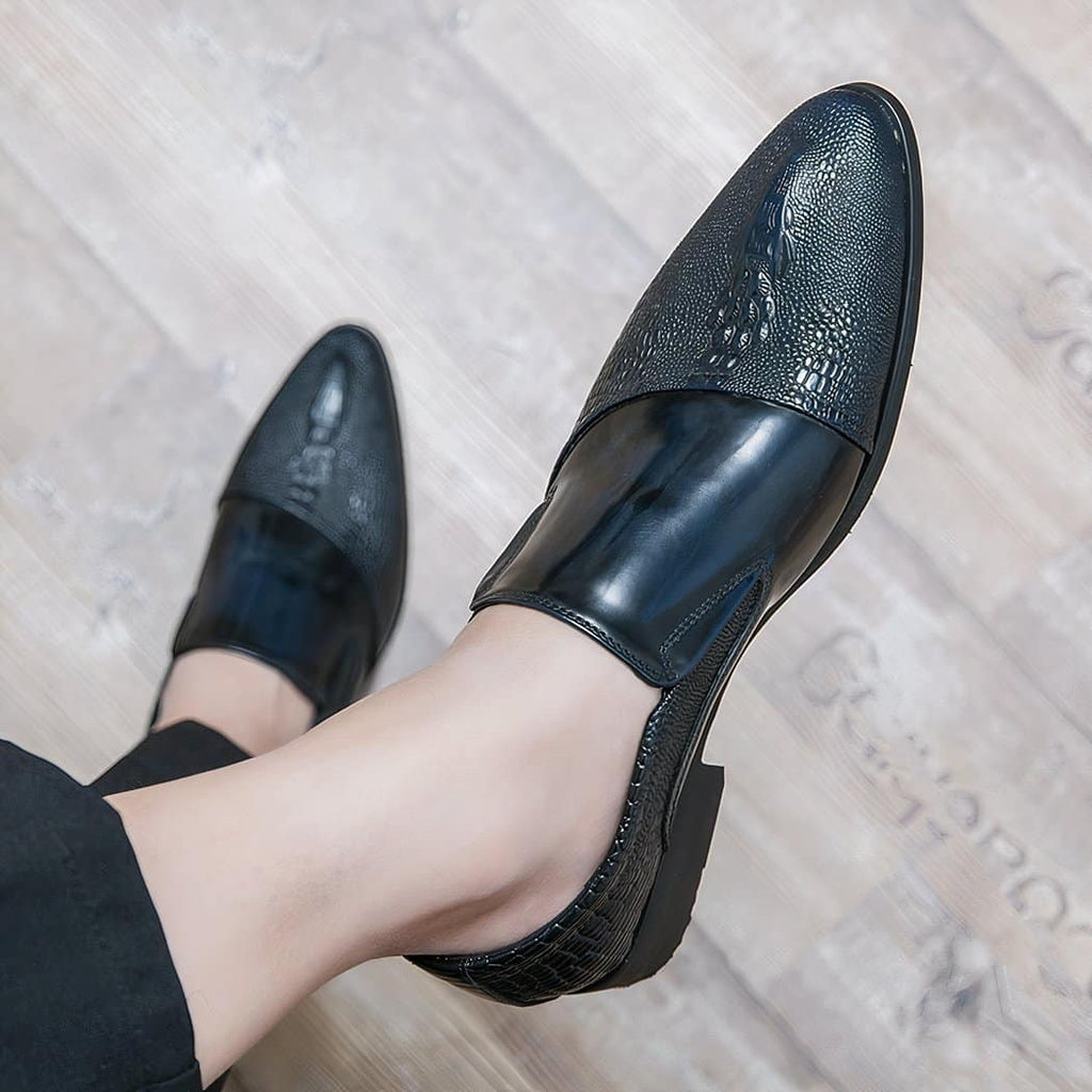 Luxury patent crocodile loafers for men