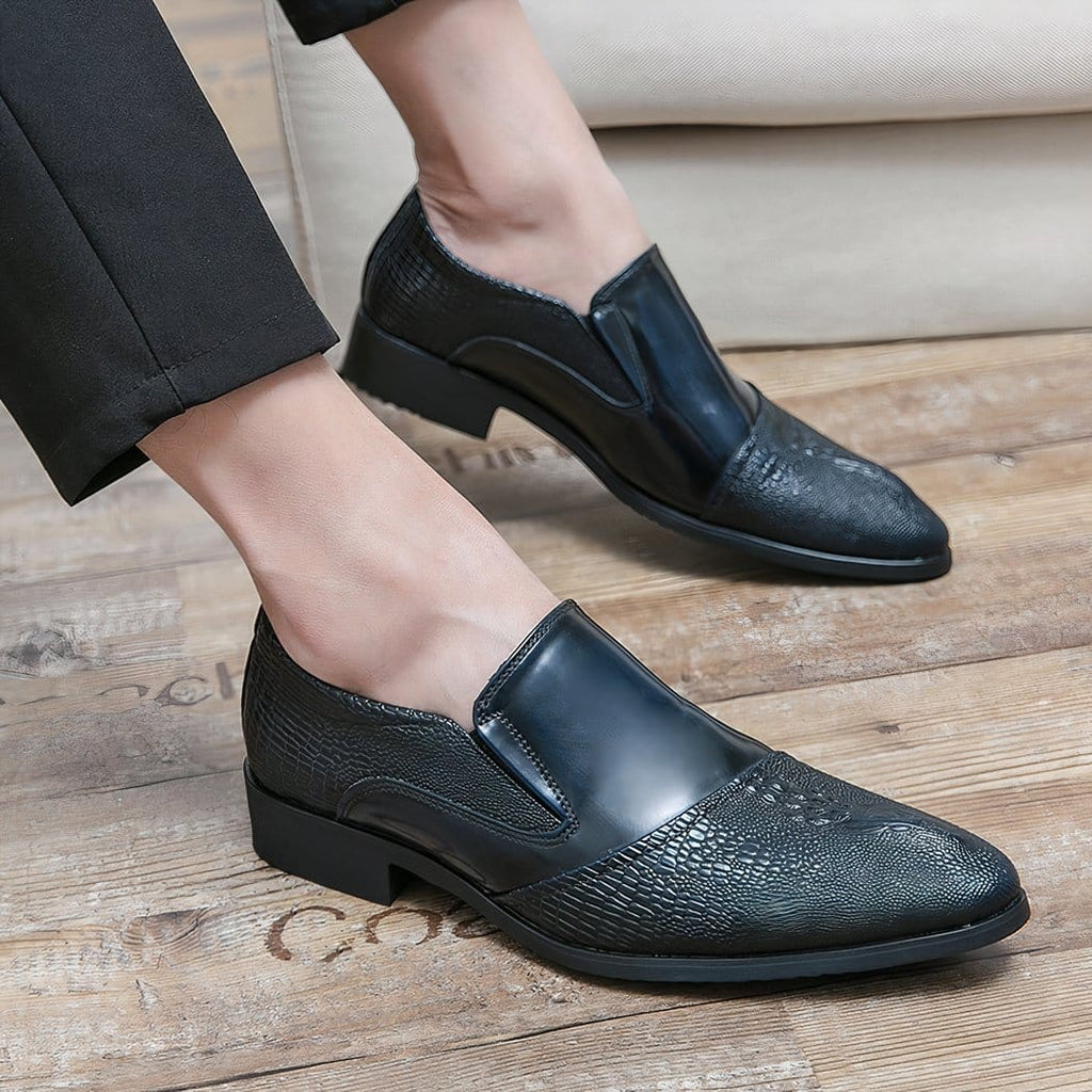 Luxury patent crocodile loafers for men