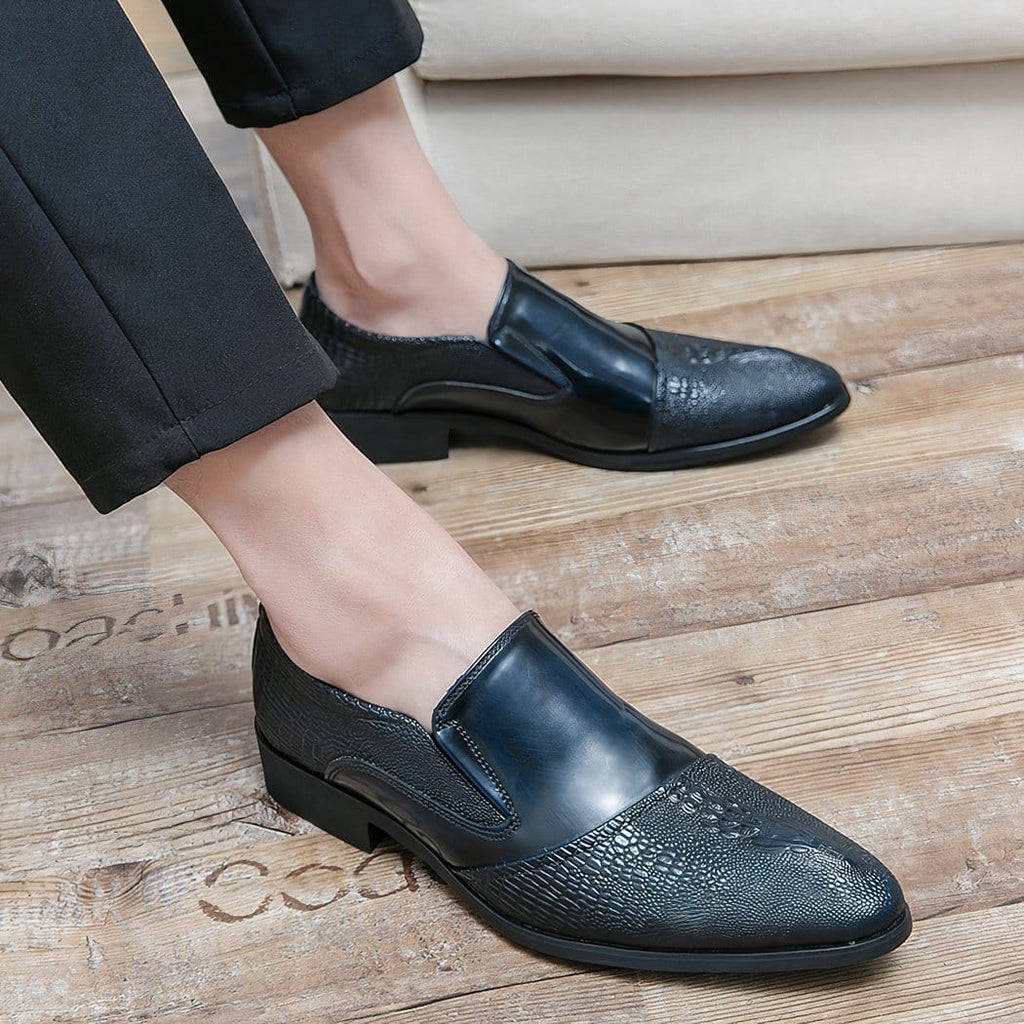 Luxury patent crocodile loafers for men