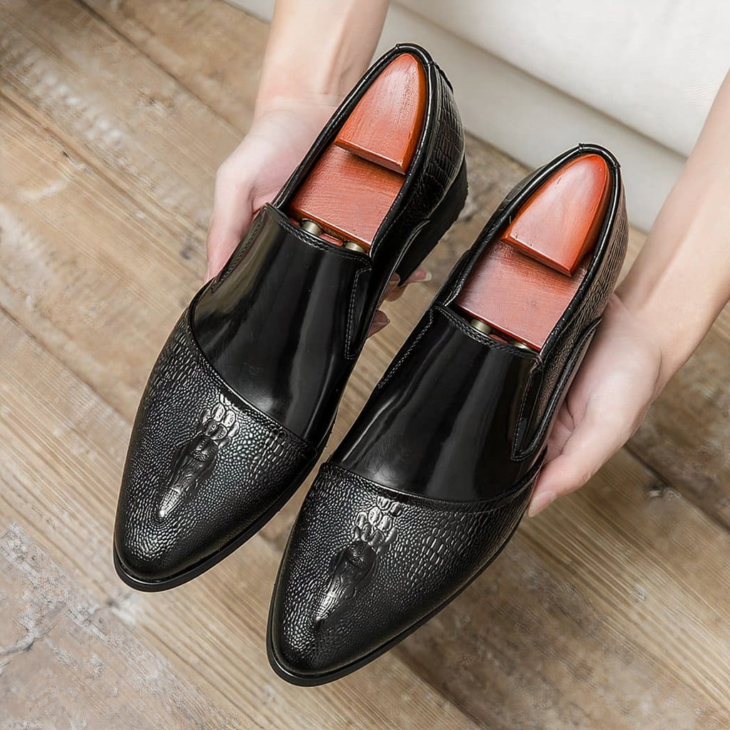 Luxury patent crocodile loafers for men