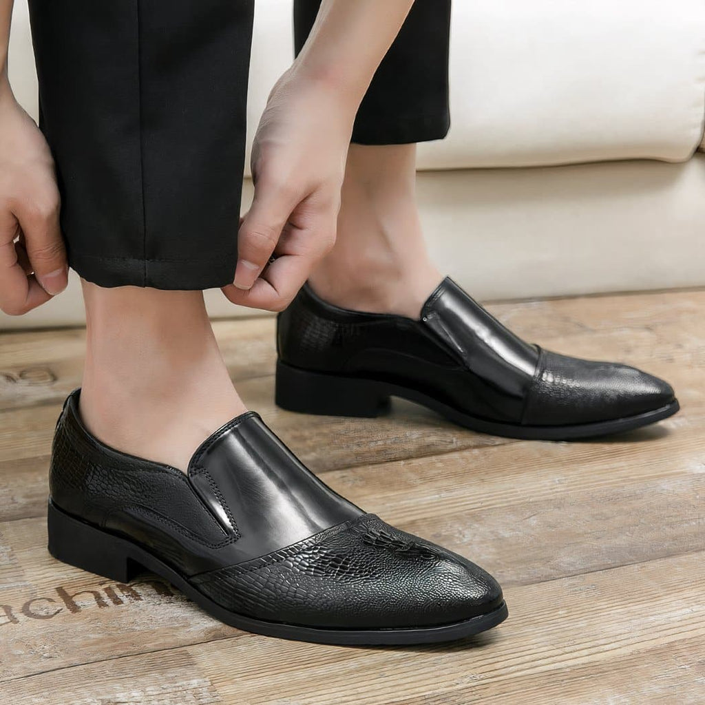Luxury patent crocodile loafers for men