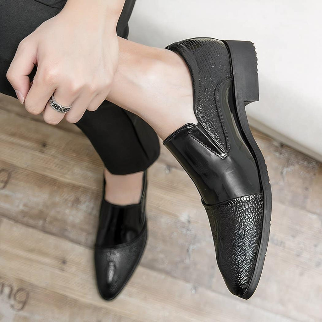 Luxury patent crocodile loafers for men