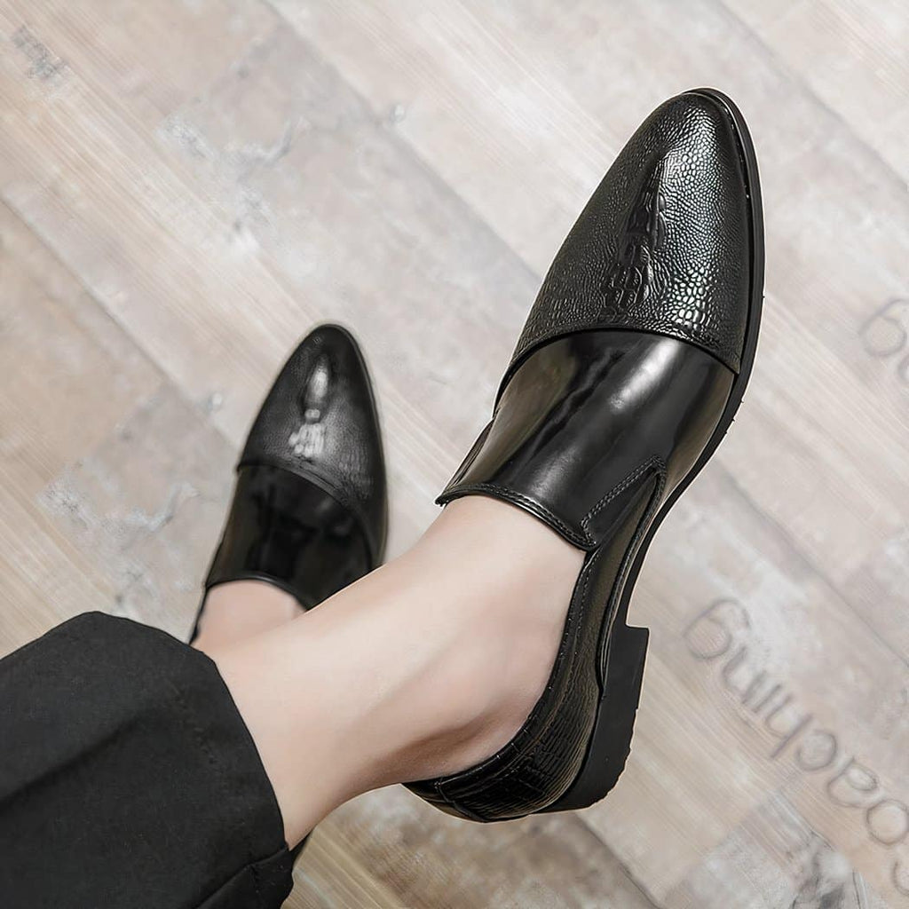 Luxury patent crocodile loafers for men