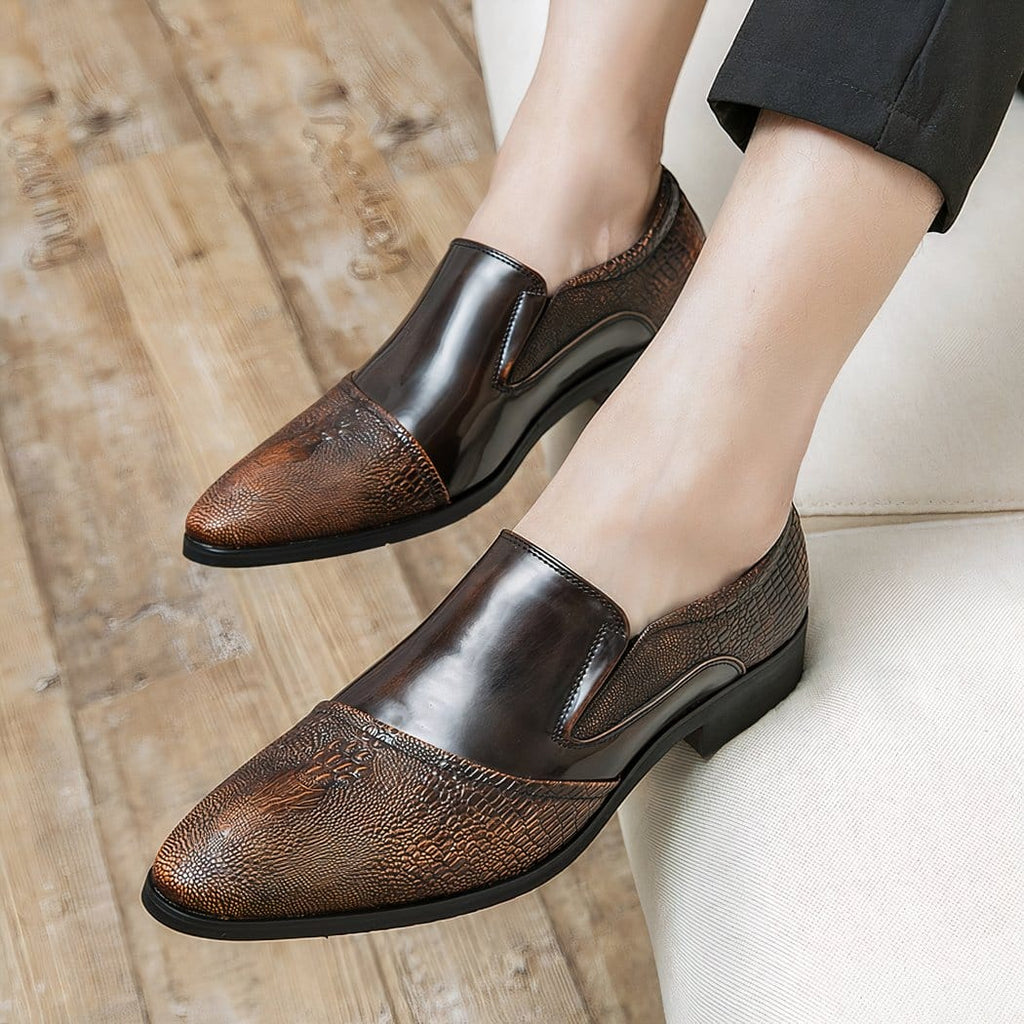 Luxury patent crocodile loafers for men