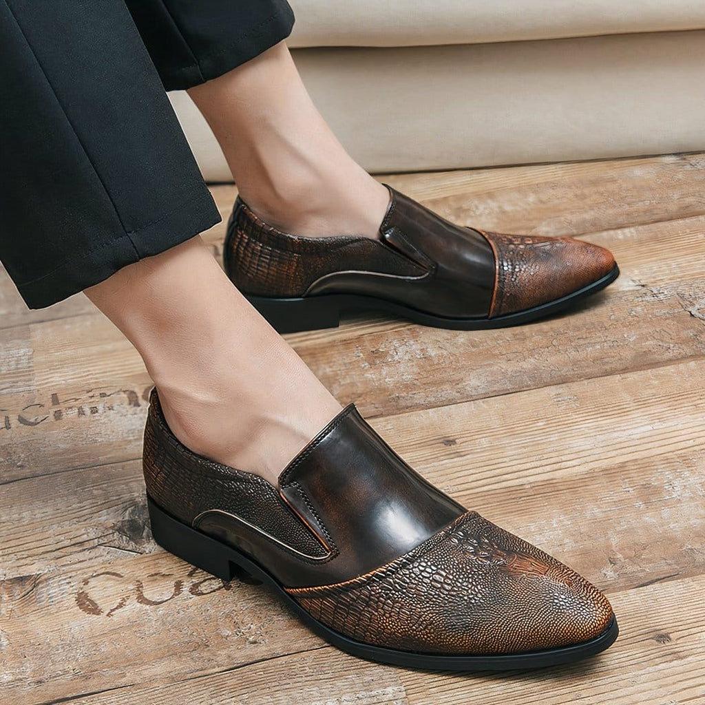 Luxury patent crocodile loafers for men