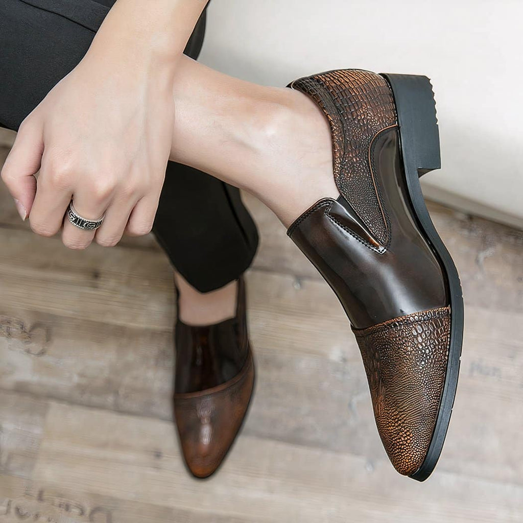 Luxury patent crocodile loafers for men