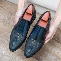 Luxury patent crocodile loafers for men, Blue