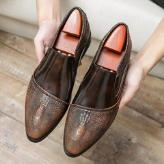 Luxury patent crocodile loafers for men, Brown