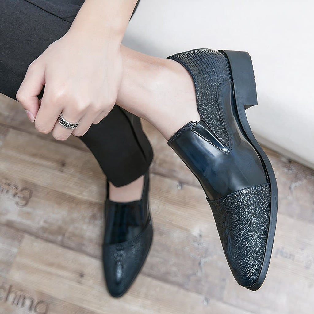 Luxury patent crocodile loafers for men
